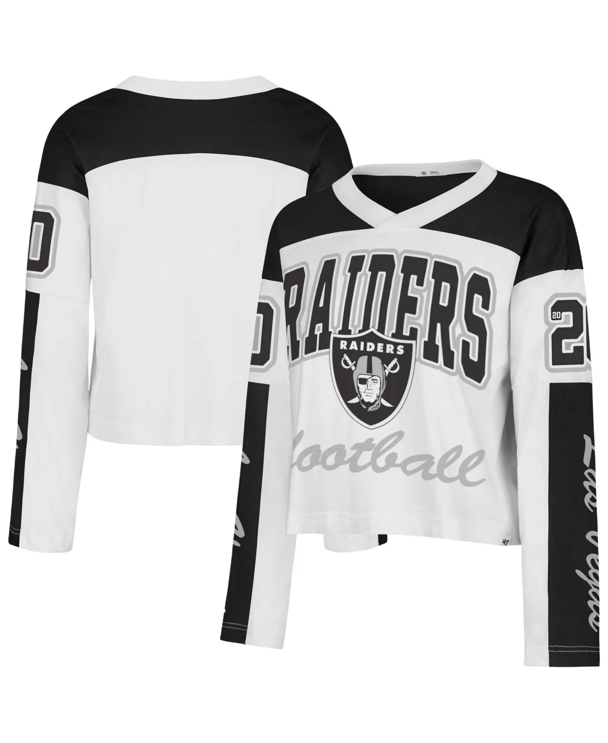 Las Vegas Raiders Exclamation Metro V-Neck Long-Sleeve Jersey by 47 Brand
