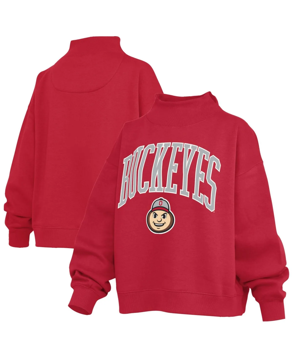 Ohio State Buckeyes Oversized Slogan Fleece Mock Neck Sweatshirt by Pressbox