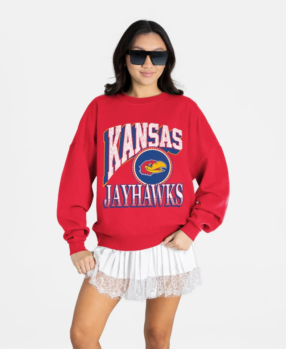 Kansas Jayhawks Main Character Oversized Premium Drop Shoulder Sweatshirt
