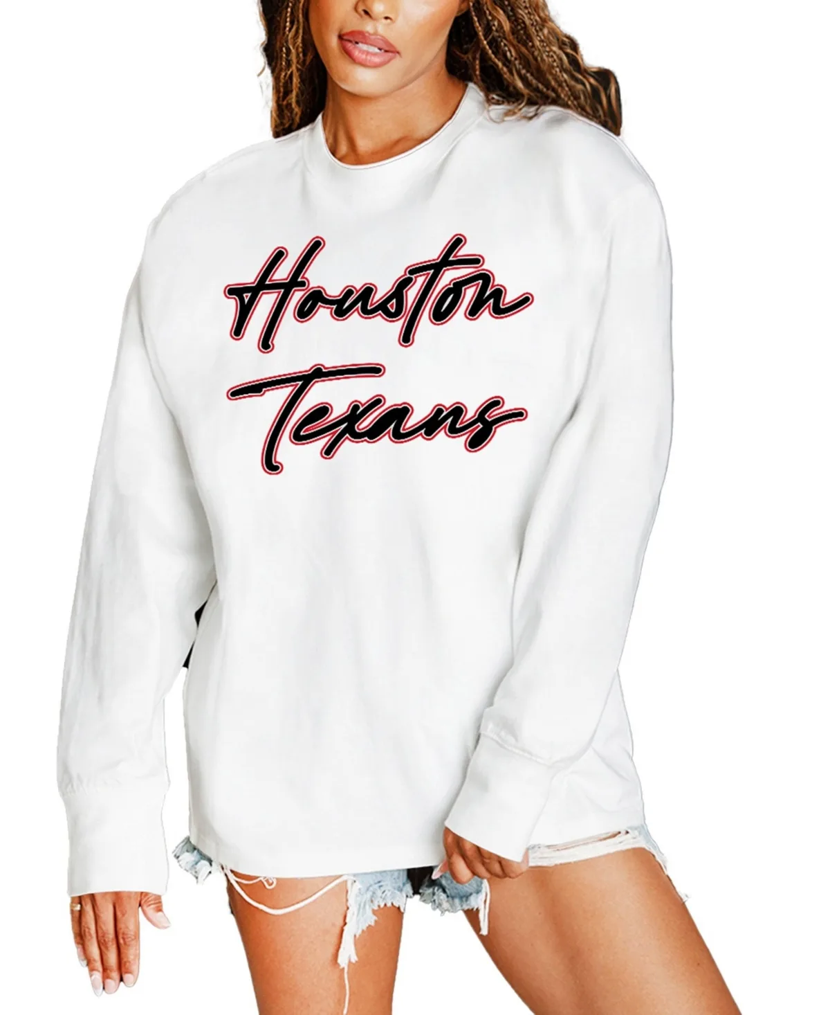Houston Texans Classic Comeback Oversized Long-Sleeve T-Shirt