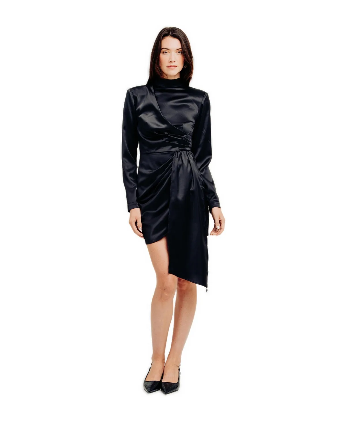 Lara Long-Sleeve Mock Neck Wrap Dress by Torn by Ronny Kobo