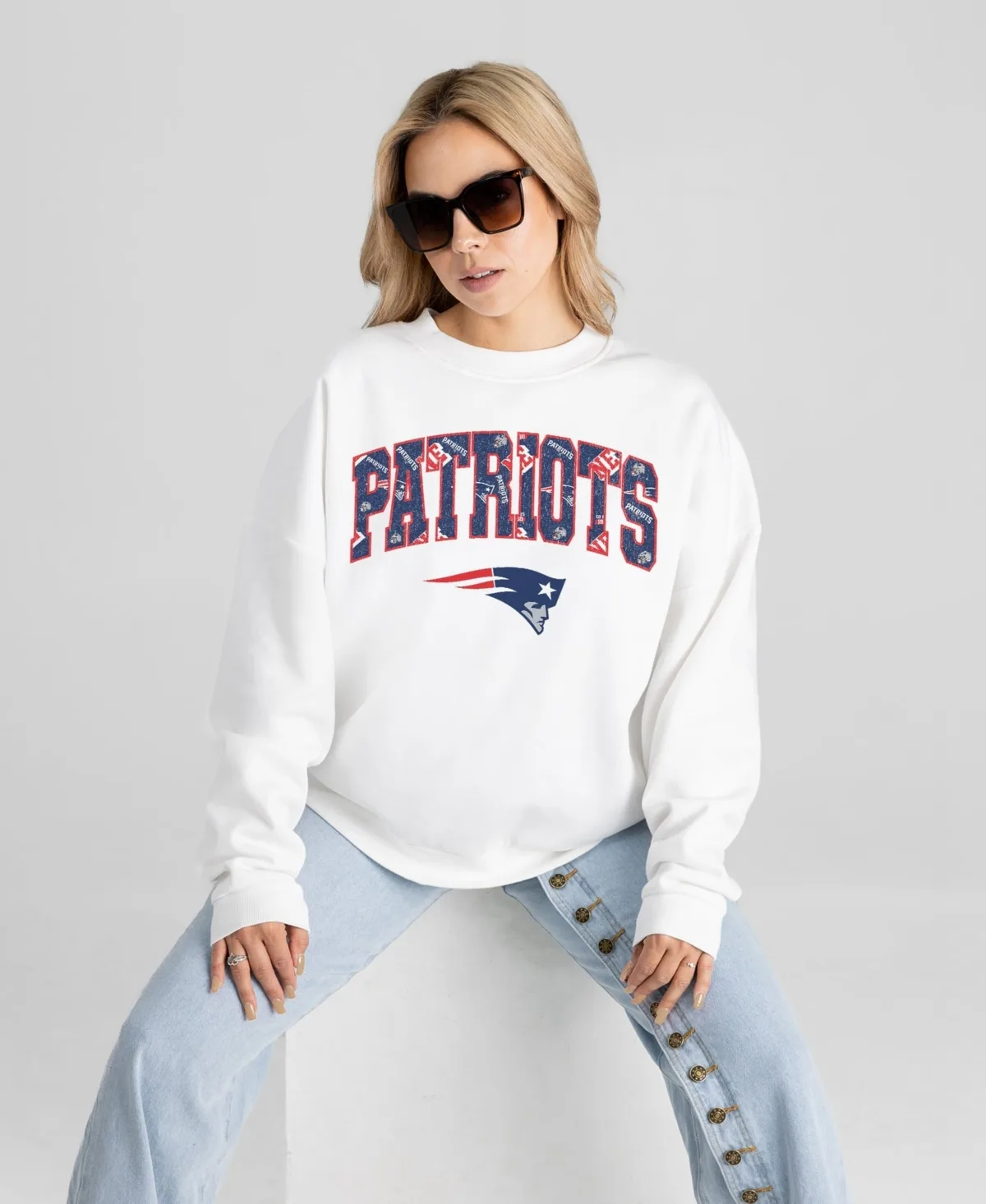 New England Patriots Sweet Play Oversized Premium Drop Shoulder Sweatshirt