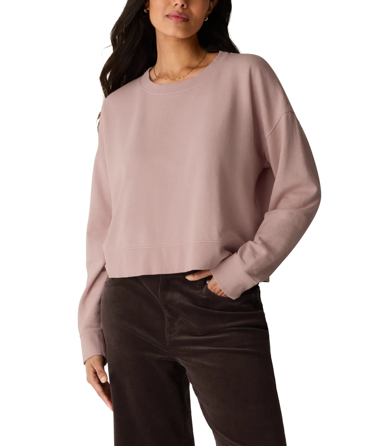 Cotton Long-Sleeve Cropped Sweatshirt by Eileen Fisher