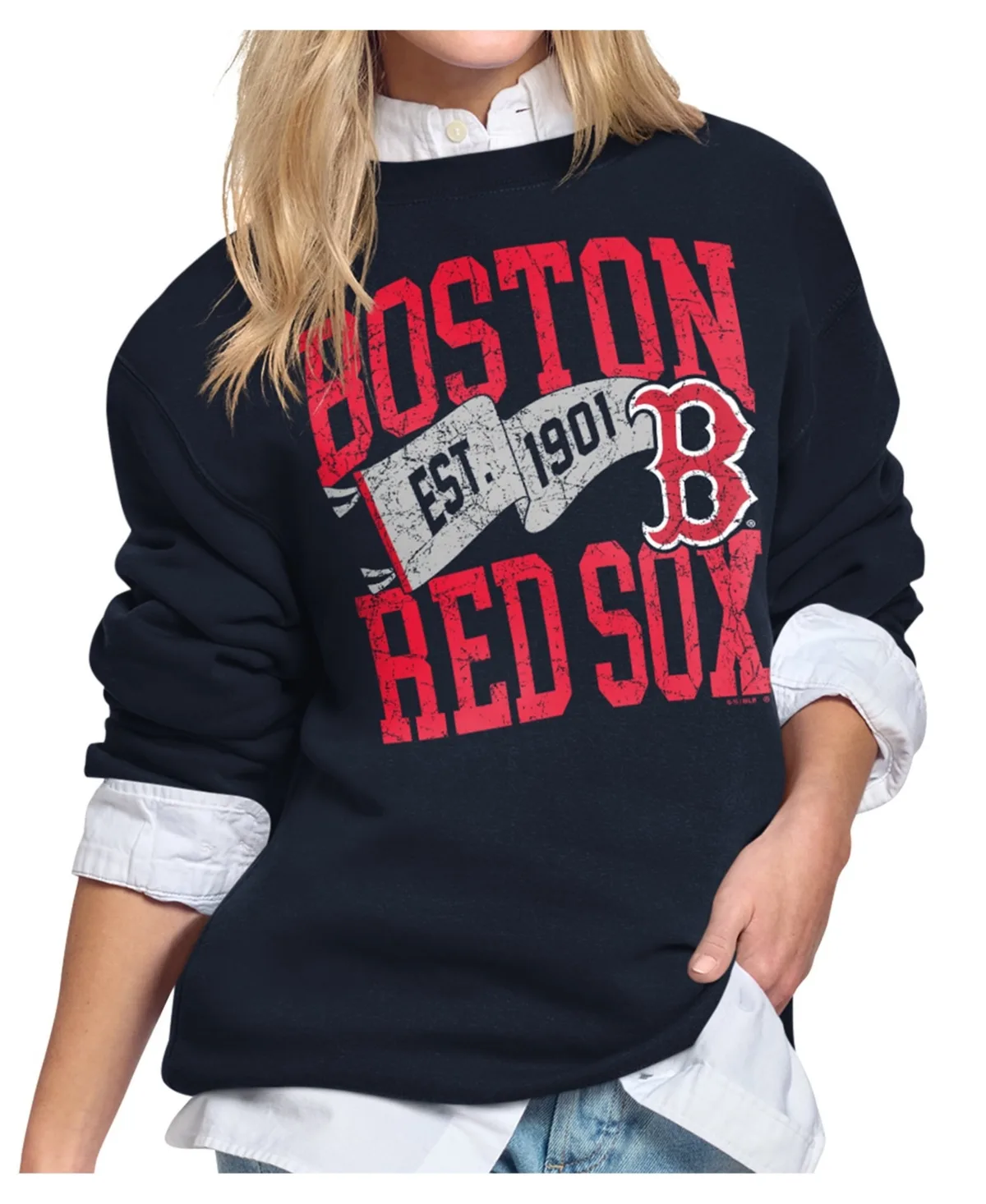 Boston Red Sox Pennant Flag Fleece Sweatshirt by Starter