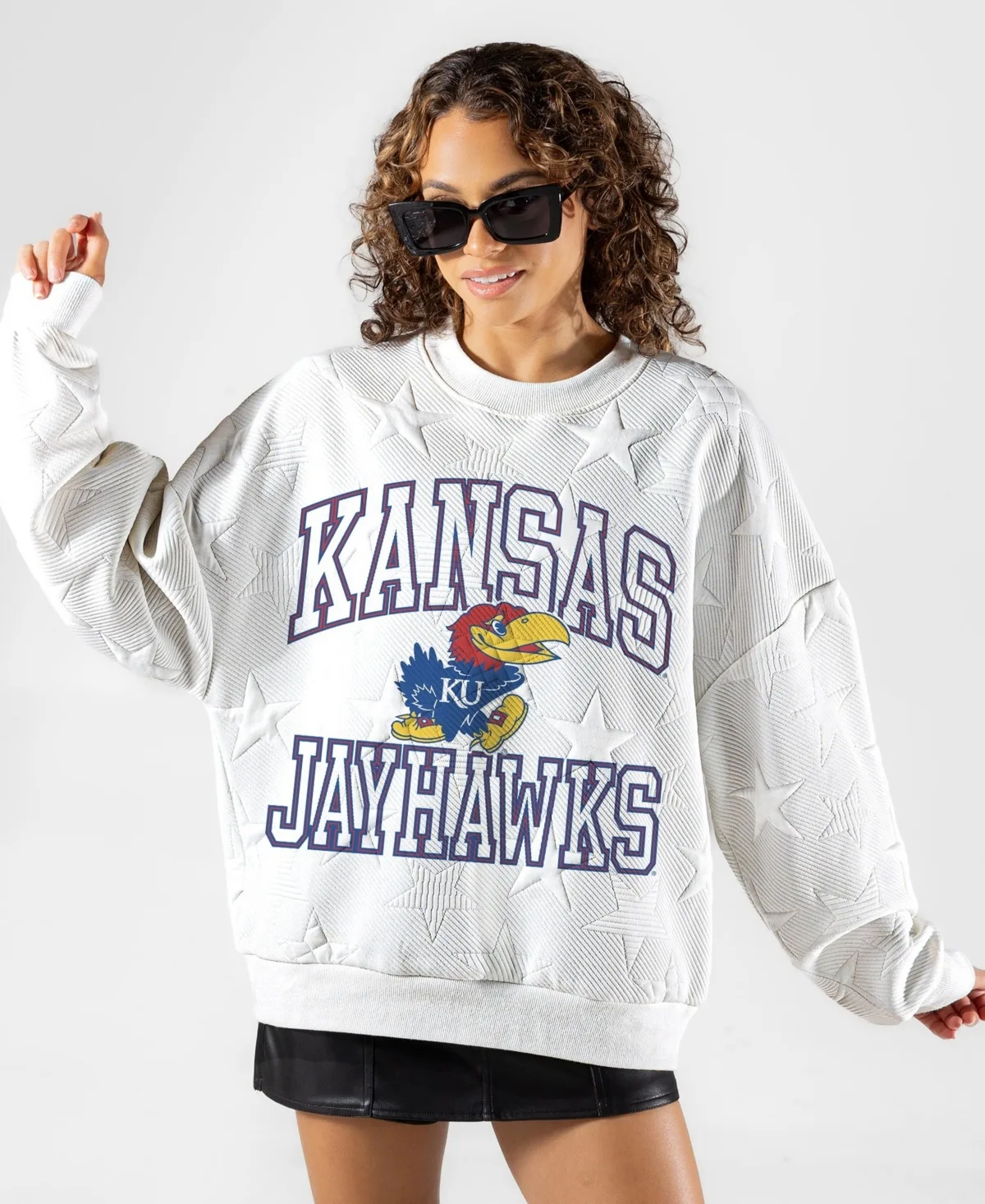 Kansas Jayhawks Big Play Energy Tonal Star Embossed Sweatshirt