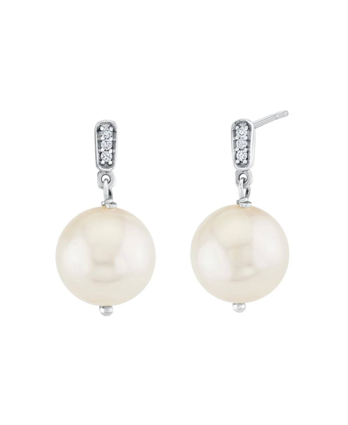 Cultured Freshwater Pearl (9-12 mm) Diamond Accent Earrings in Sterling Silver by Macy's