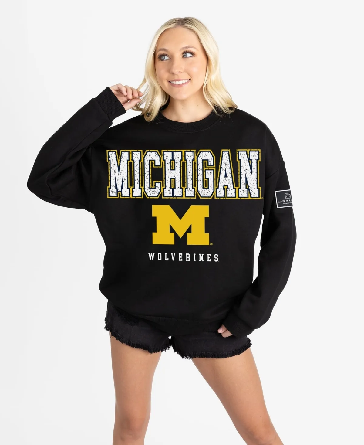 Michigan Wolverines Oversized Level Up Black Label Premium Sweatshirt