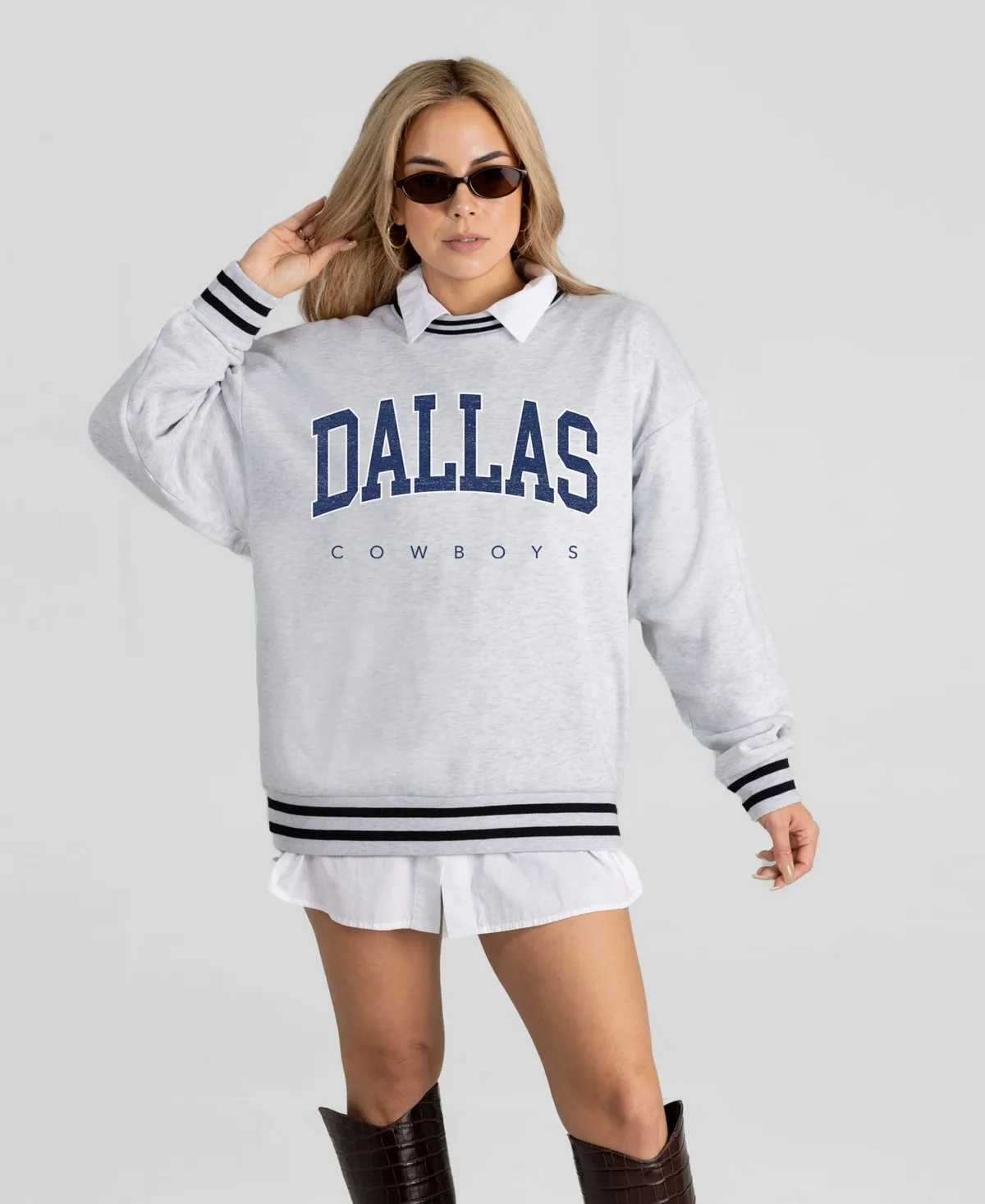 Dallas Cowboys Oversized Easy Energy Ringer Stripe Sweatshirt