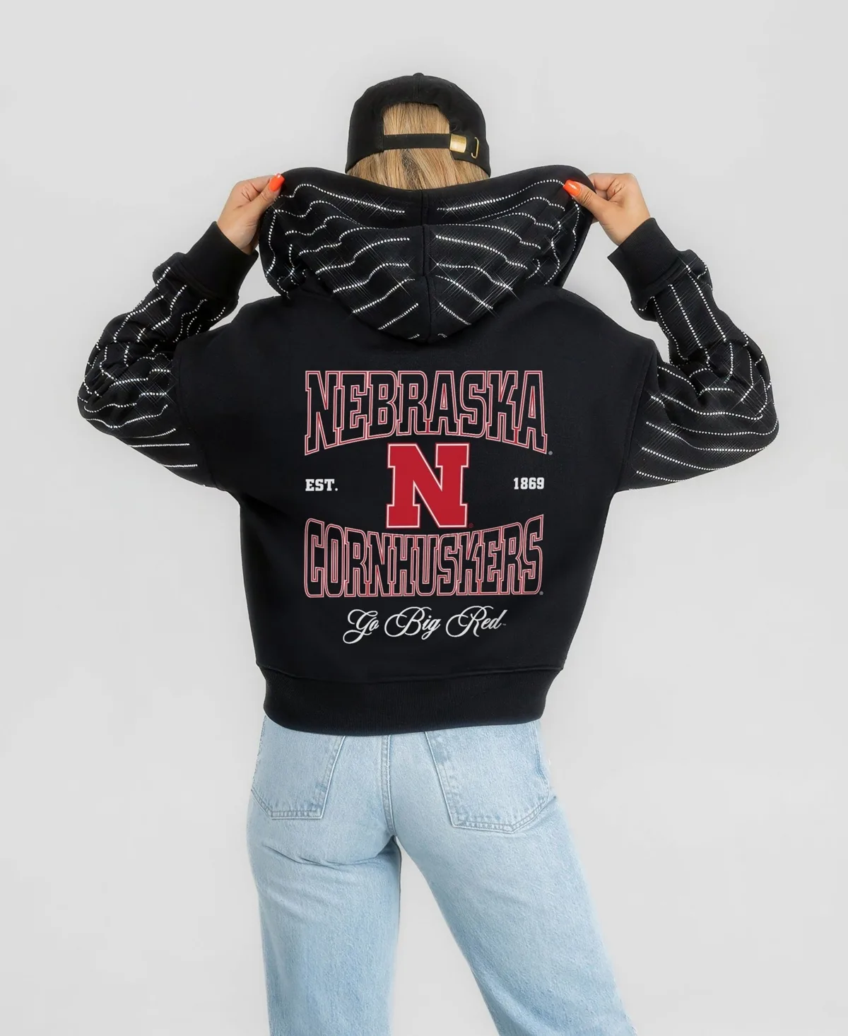 Nebraska Huskers Eyes on the Prize Mid-Crop Full-Zip Hoodie by Gameday Couture