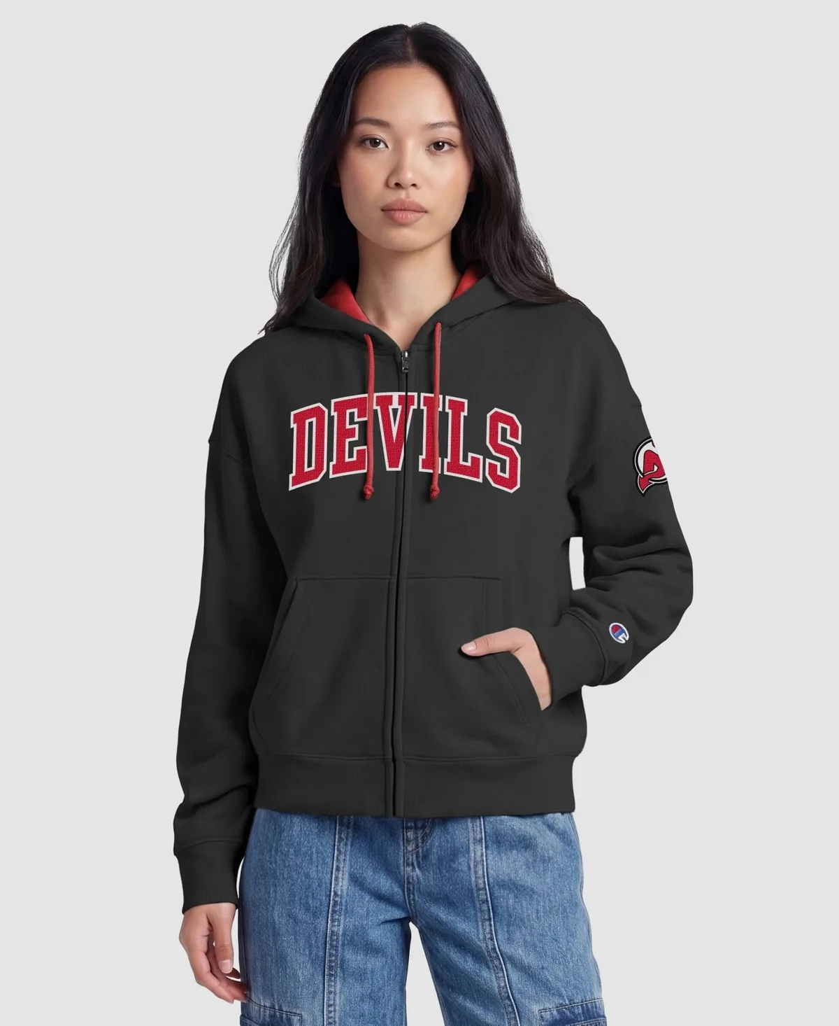 New Jersey Devils Applique Full-Zip Fleece Hoodie