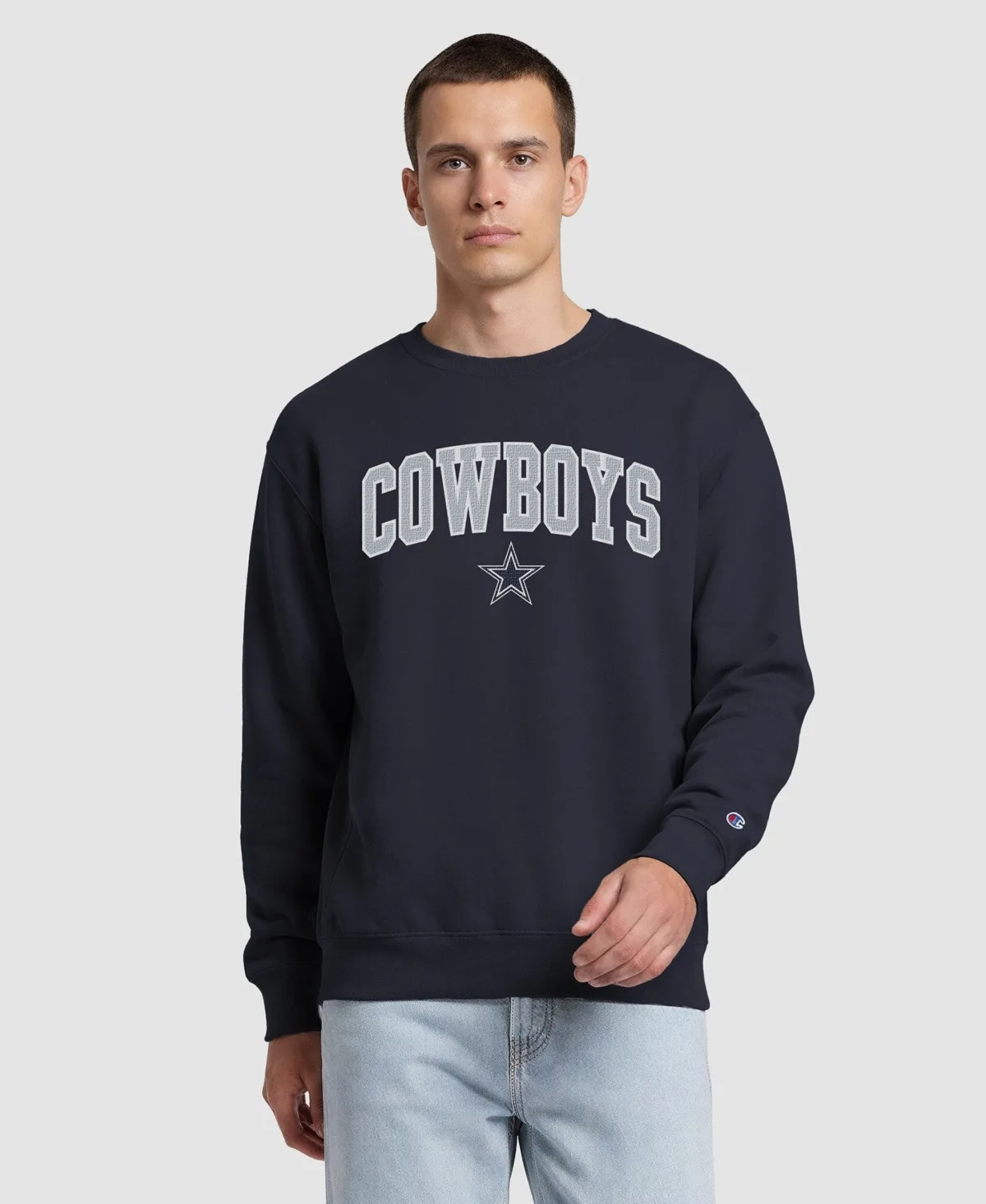 Dallas Cowboys Contrast Patch Crewneck Sweatshirt by Champion
