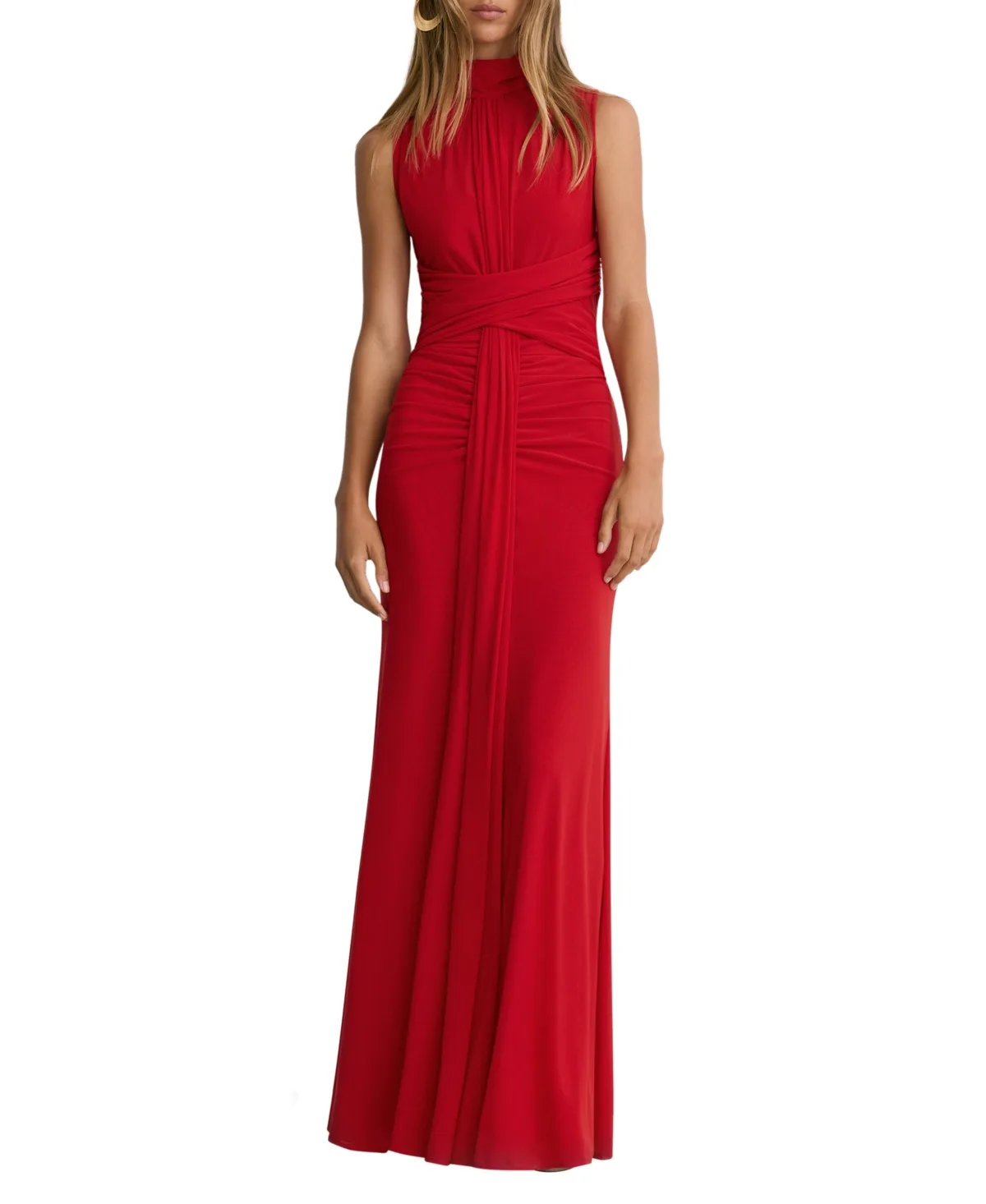 Starla Mock-Neck Long Gown by Reiss