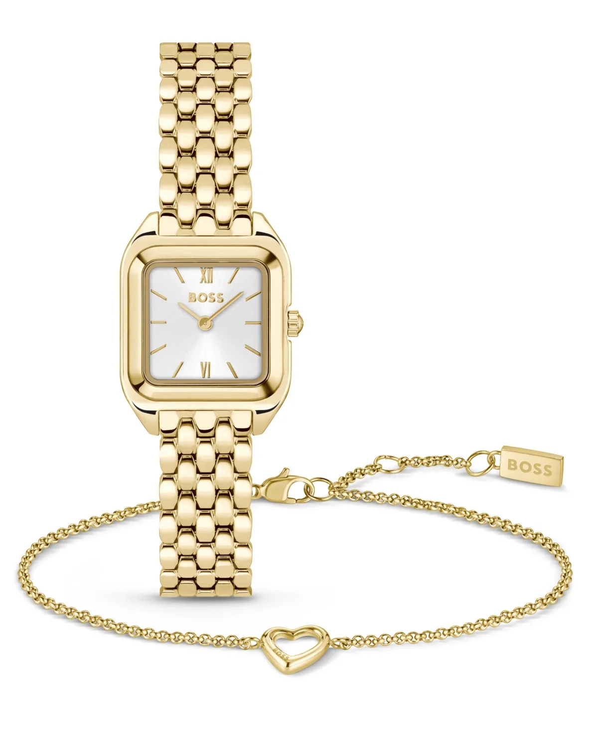 Mae Ionic Plated Thin Gold Stainless Steel Bracelet and Watch Set 22mm by Hugo Boss