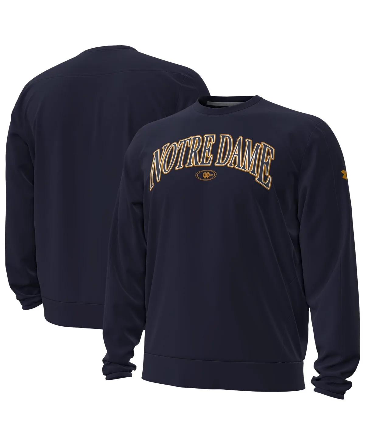 Notre Dame Fighting Irish 2026 Sideline Armour Fleece Pro Storm Crewneck Sweatshirt by Under Armour