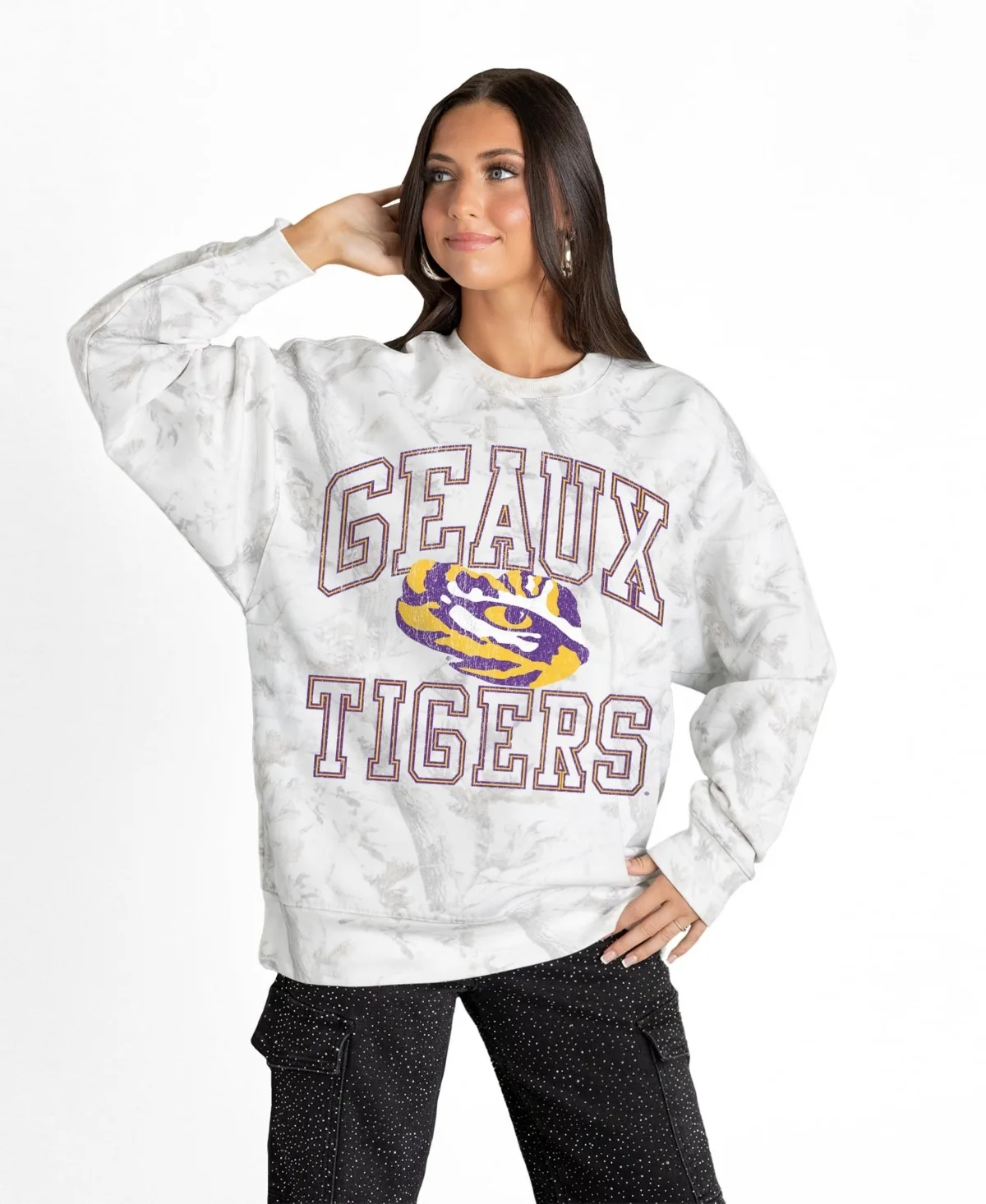Lsu Tigers Whiteout Premium Fleece Camo Sweatshirt
