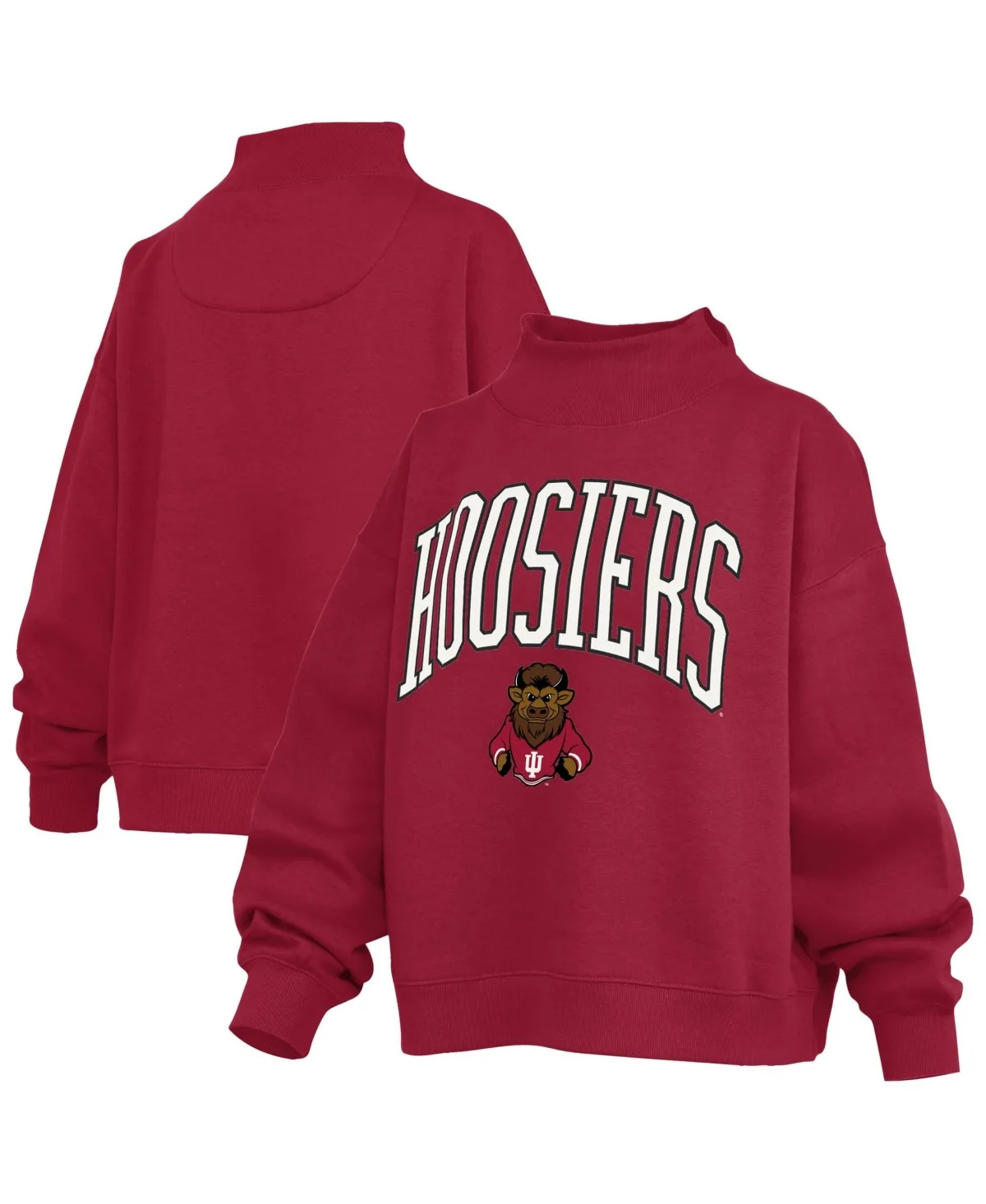 Indiana Hoosiers Oversized Slogan Fleece Mock Neck Sweatshirt