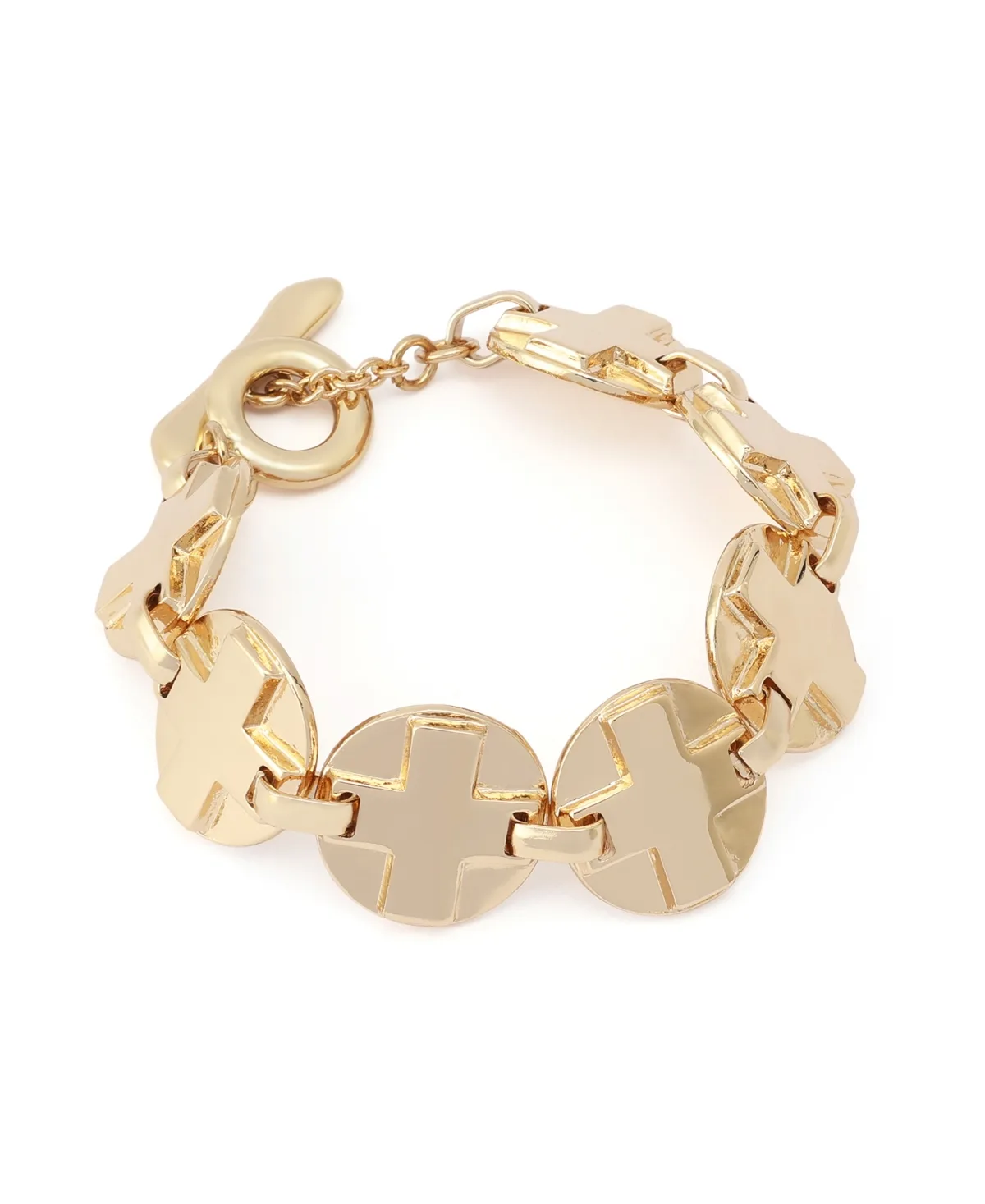 Robert Lee Morris Soho Gold-Tone Cross Chain Link Toggle Bracelet by Lee
