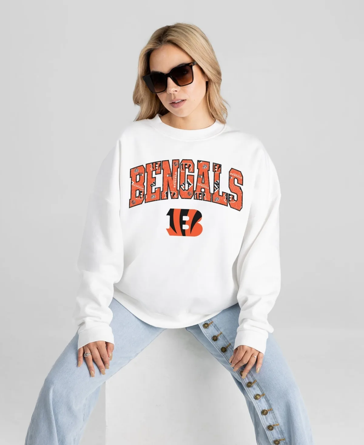 Cincinnati Bengals Sweet Play Oversized Premium Drop Shoulder Sweatshirt