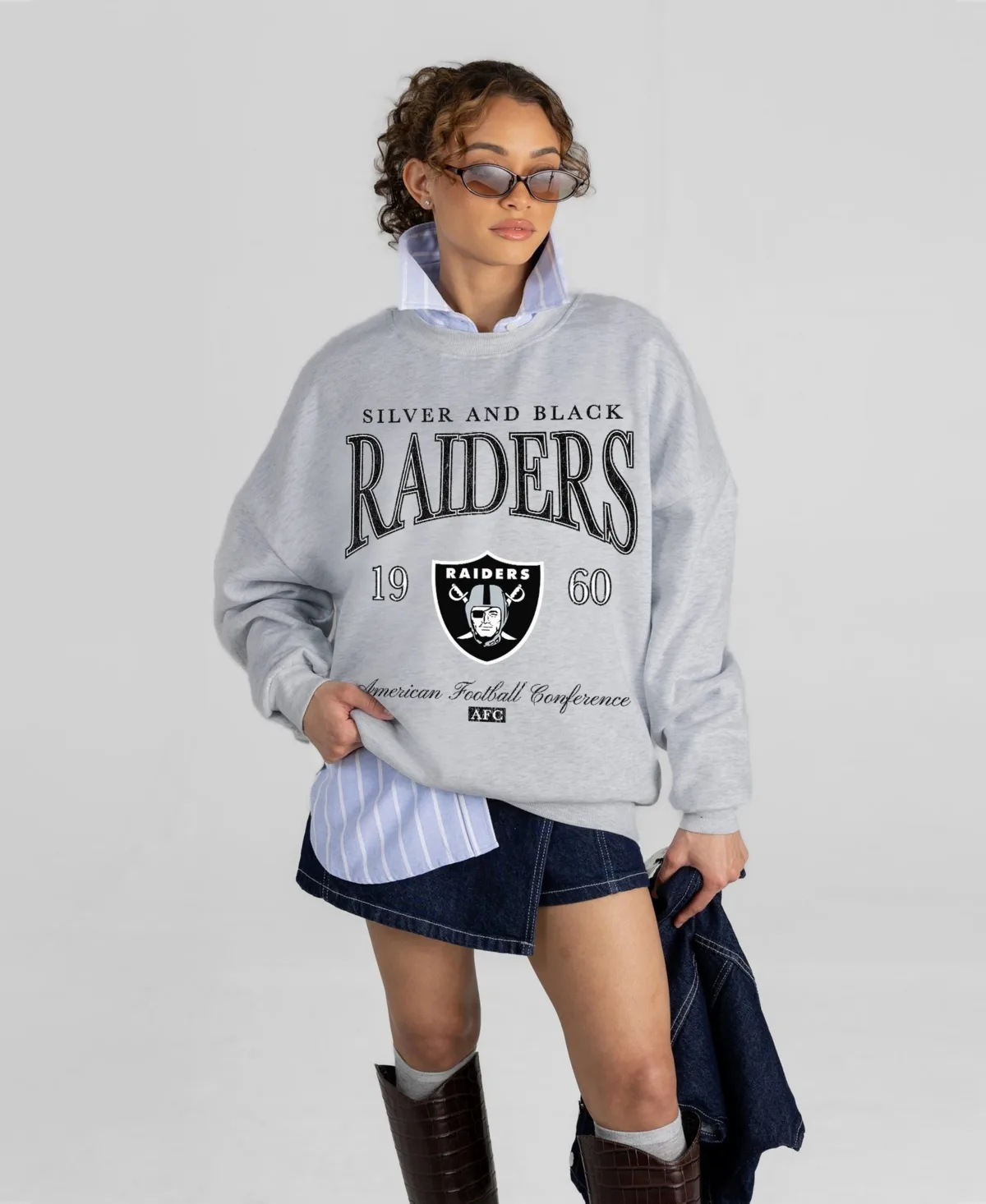 Las Vegas Raiders Instant Classic Oversized Premium Drop Shoulder Sweatshirt by Gameday Couture