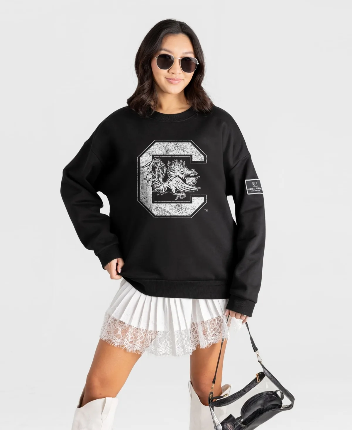 South Carolina Gamecocks Bold Move Black Label Premium Drop Shoulder Sweatshirt