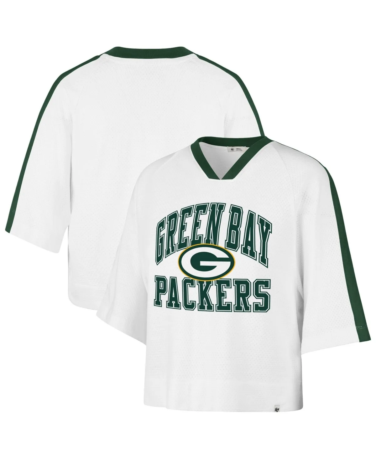 Green Bay Packers Big Overarch Drop Needle Raglan V-Neck T-Shirt