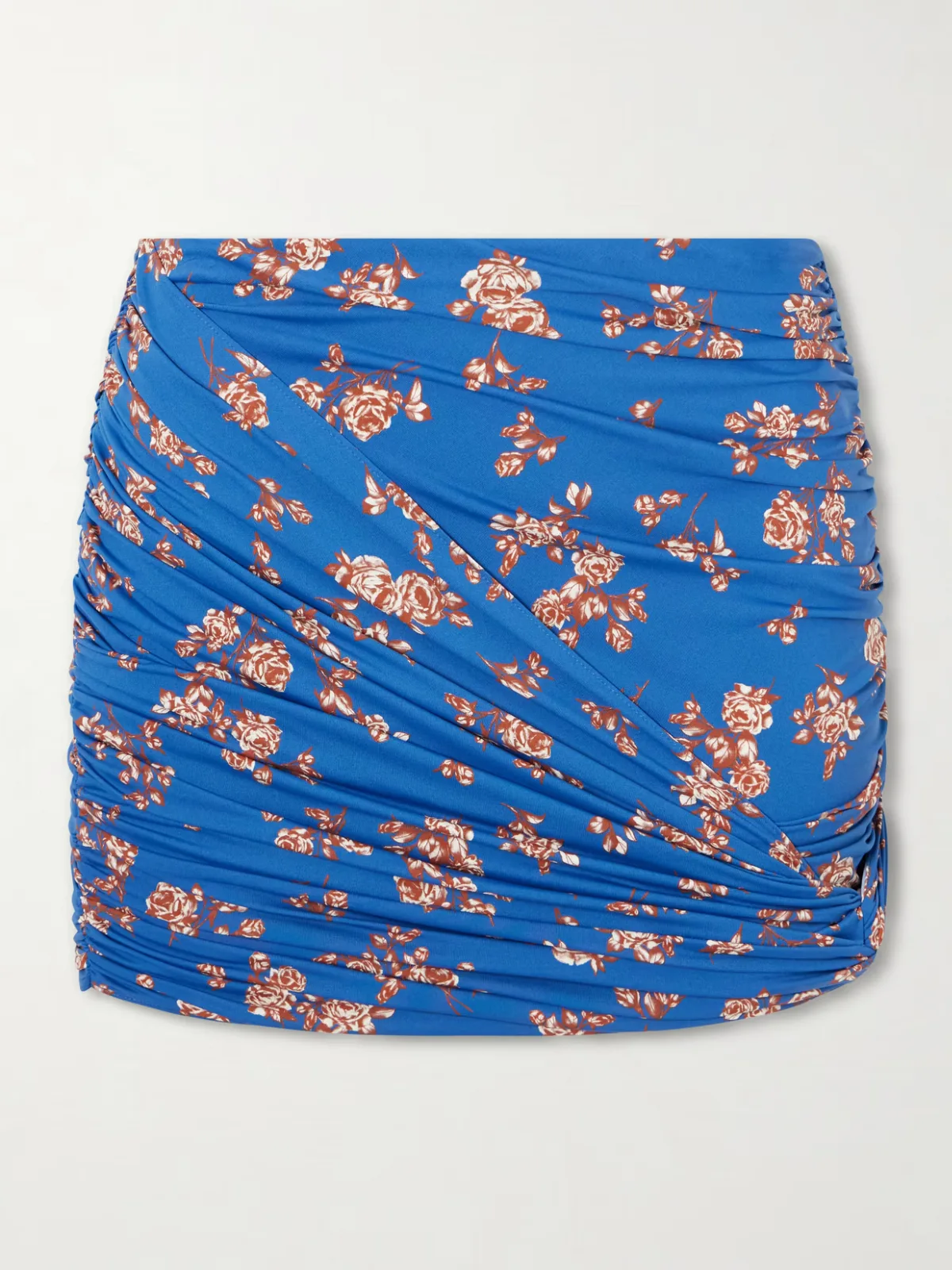 - Ruched Printed Stretch-jersey Mini Skirt -