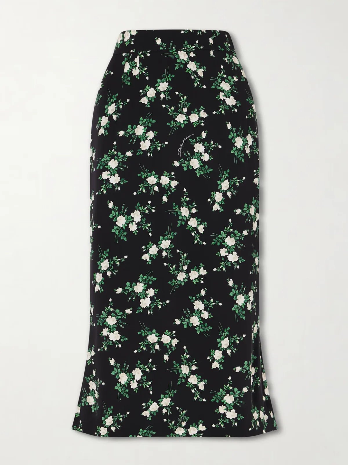 - Floral-print Satin Midi Skirt -