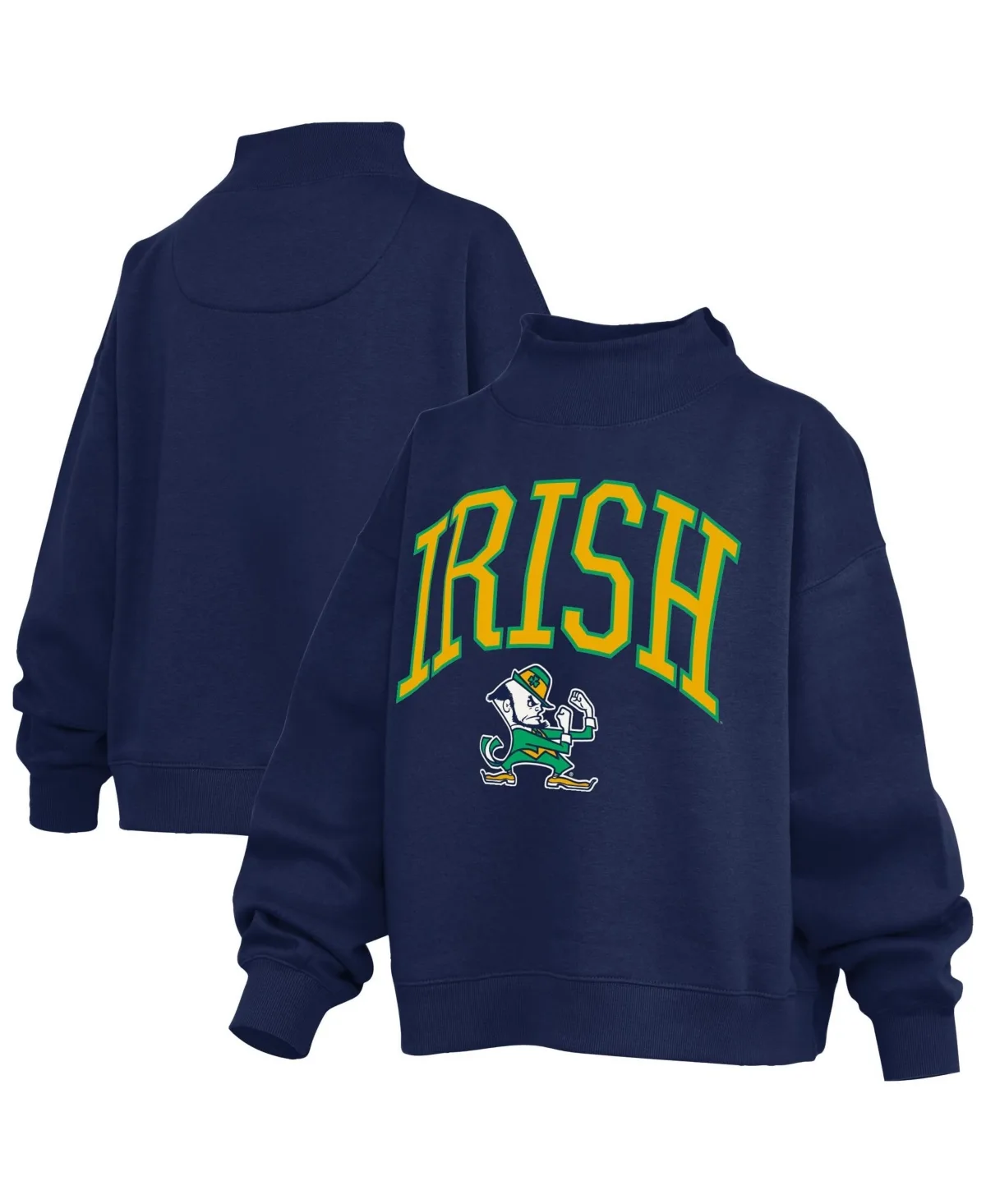 Notre Dame Fighting Irish Oversized Slogan Fleece Mock Neck Sweatshirt