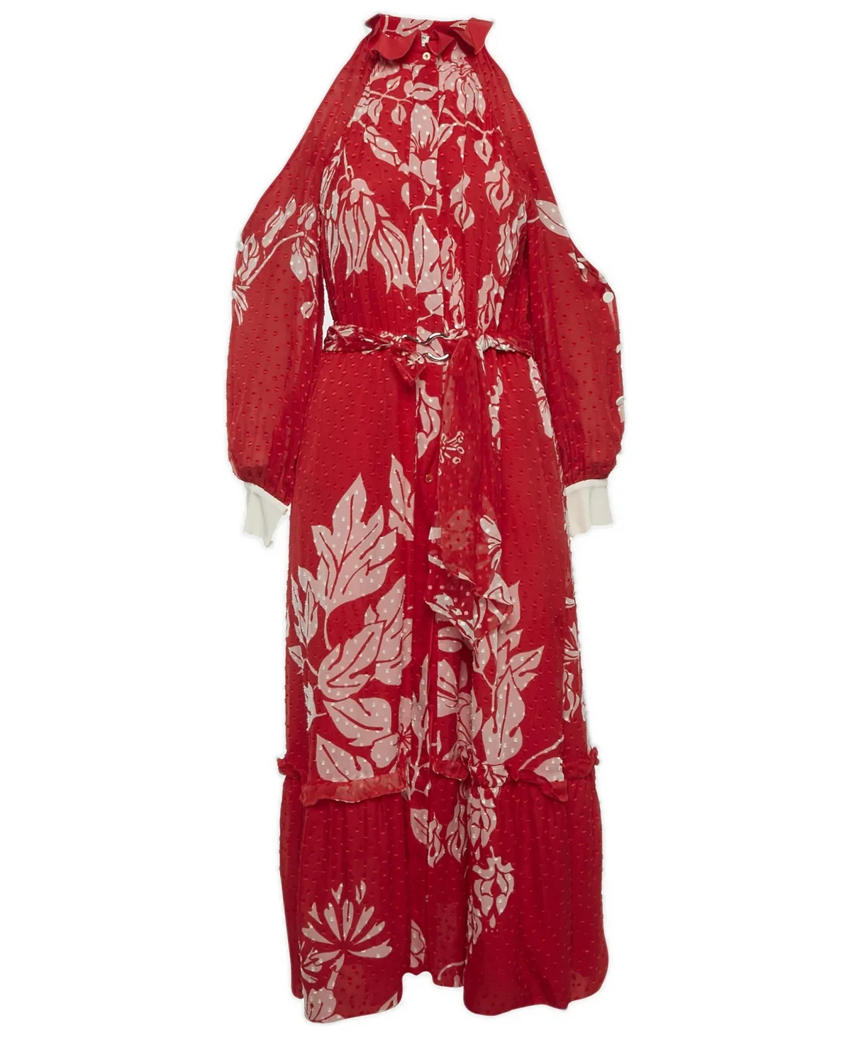 Pre-Owned Fendi Floral Print Brocade Mock Neck Maxi Dress by FENDI