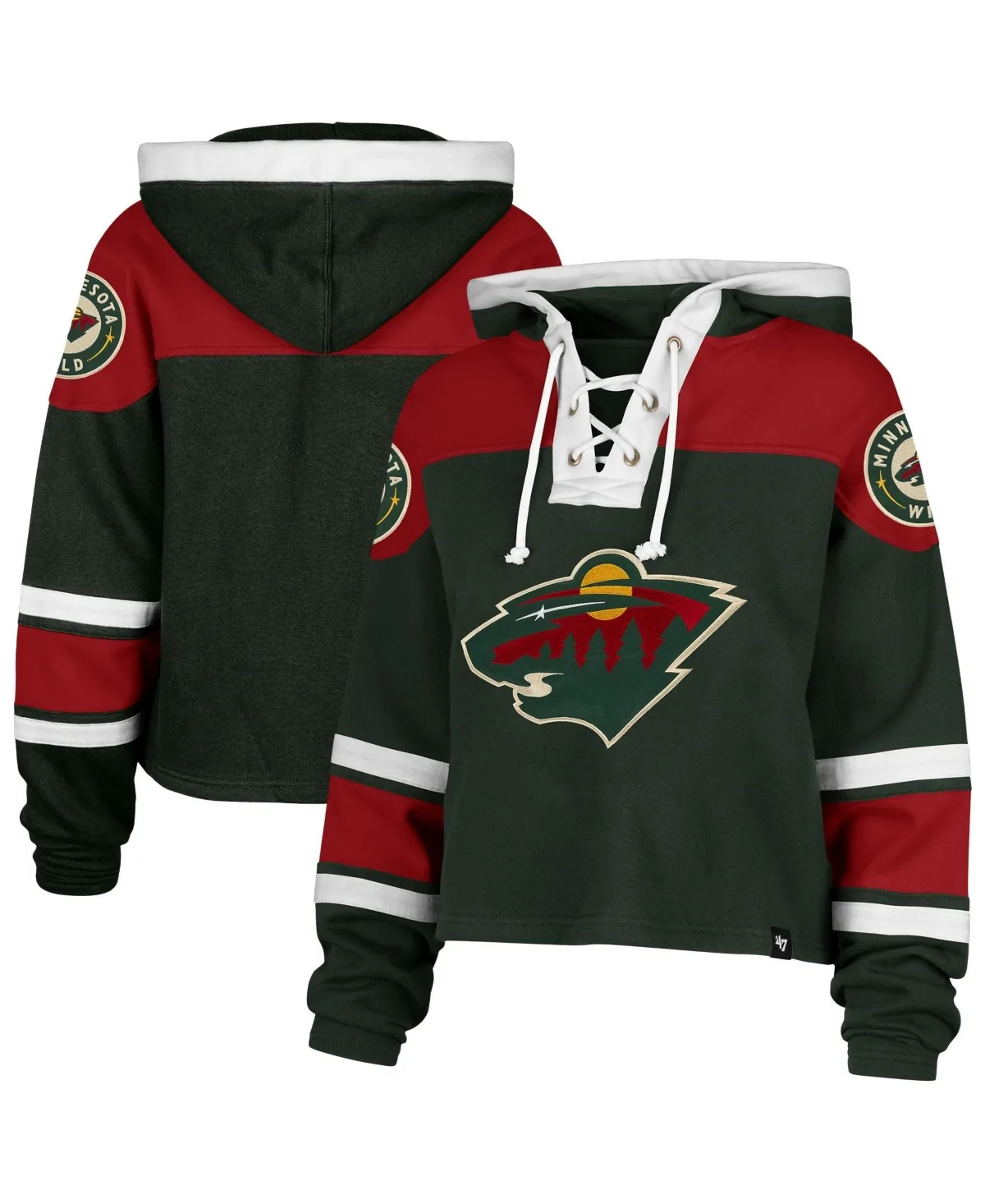 Minnesota Wild Cropped Lacer Hoodie by 47 Brand
