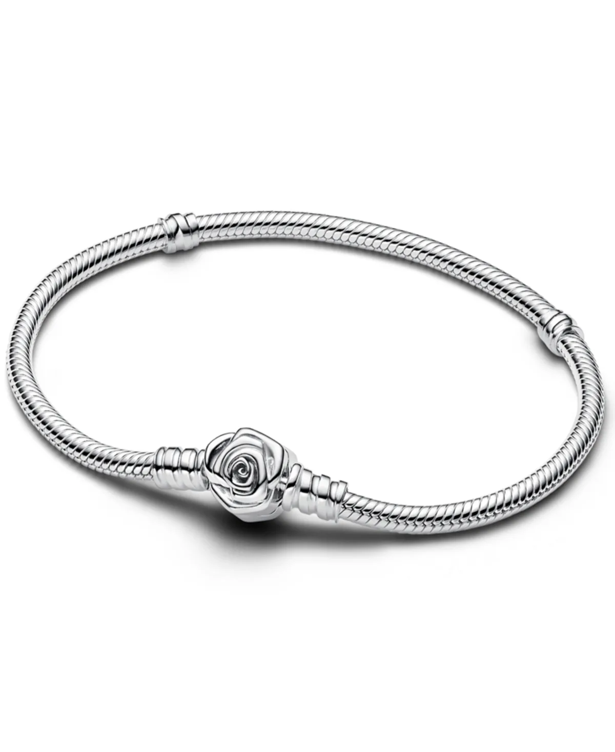 Rose Bloom Clasp Snake Chain Bracelet in Sterling Silver by Pandora