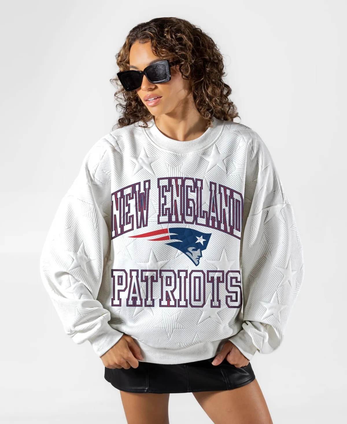 New England Patriots Big Play Energy Tonal Star Embossed Sweatshirt