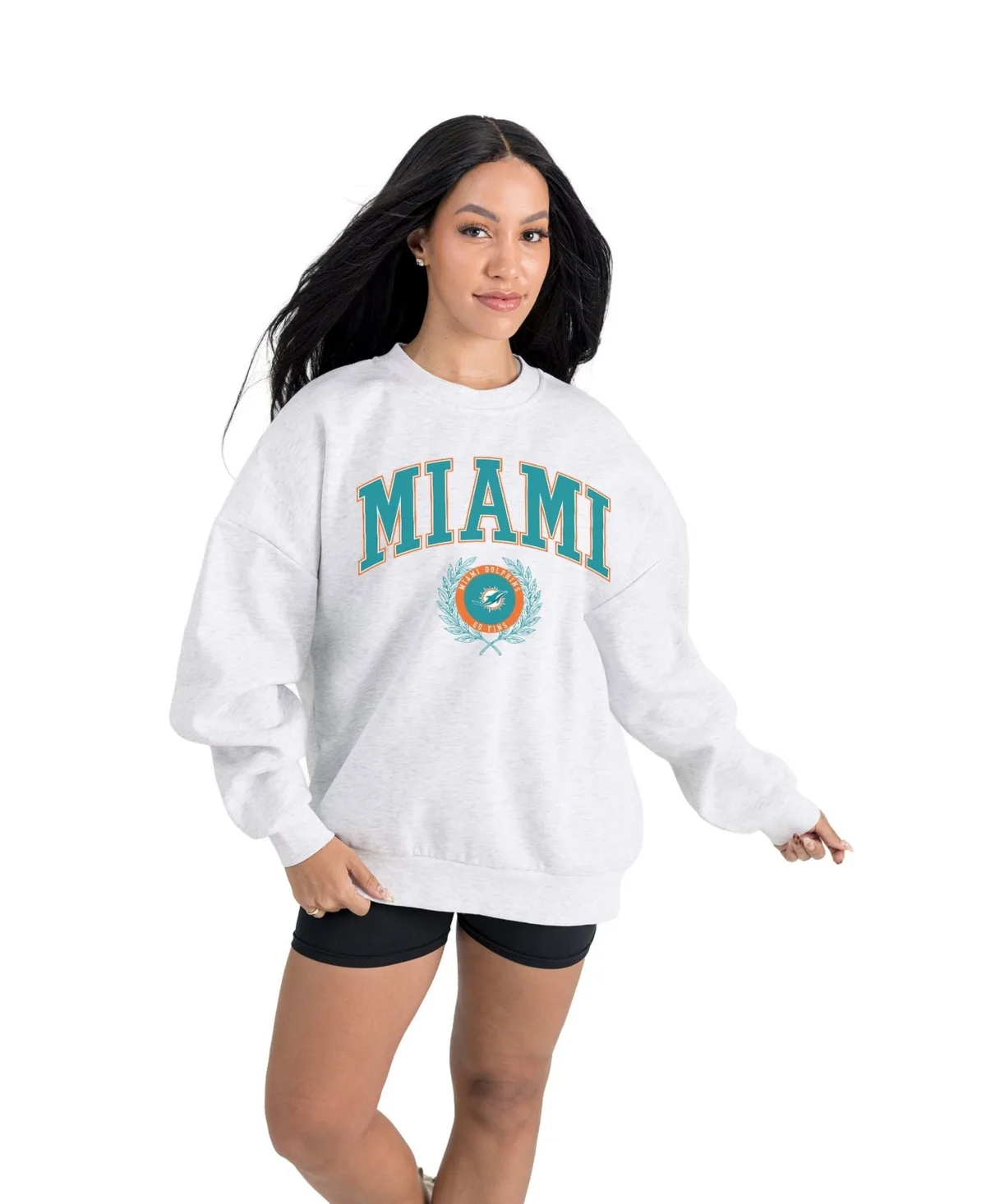 Miami Dolphins Traditional Logo Oversized Premium Fleece Pullover Sweatshirt