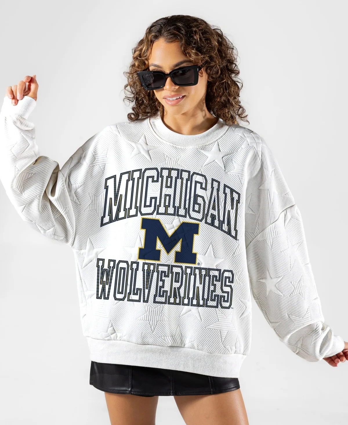 Michigan Wolverines Big Play Energy Tonal Star Embossed Sweatshirt