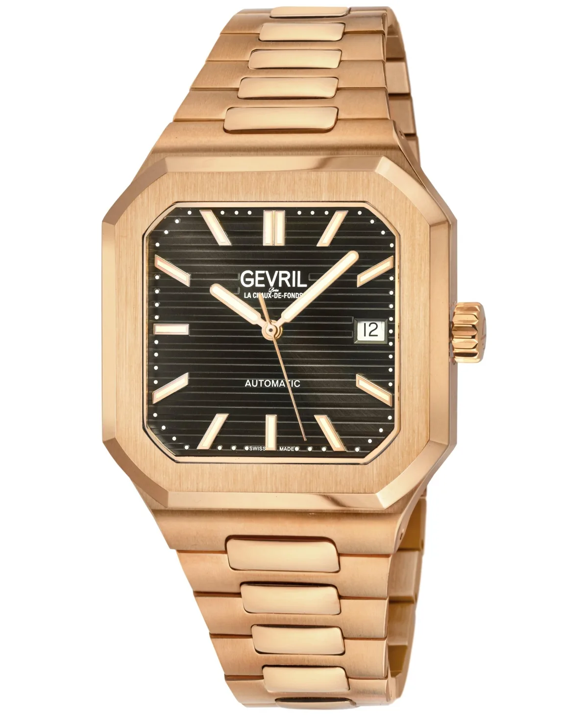 Grand Concourse Swiss Automatic Ip Rose 316L Stainless Steel Bracelet Watch by Gevril