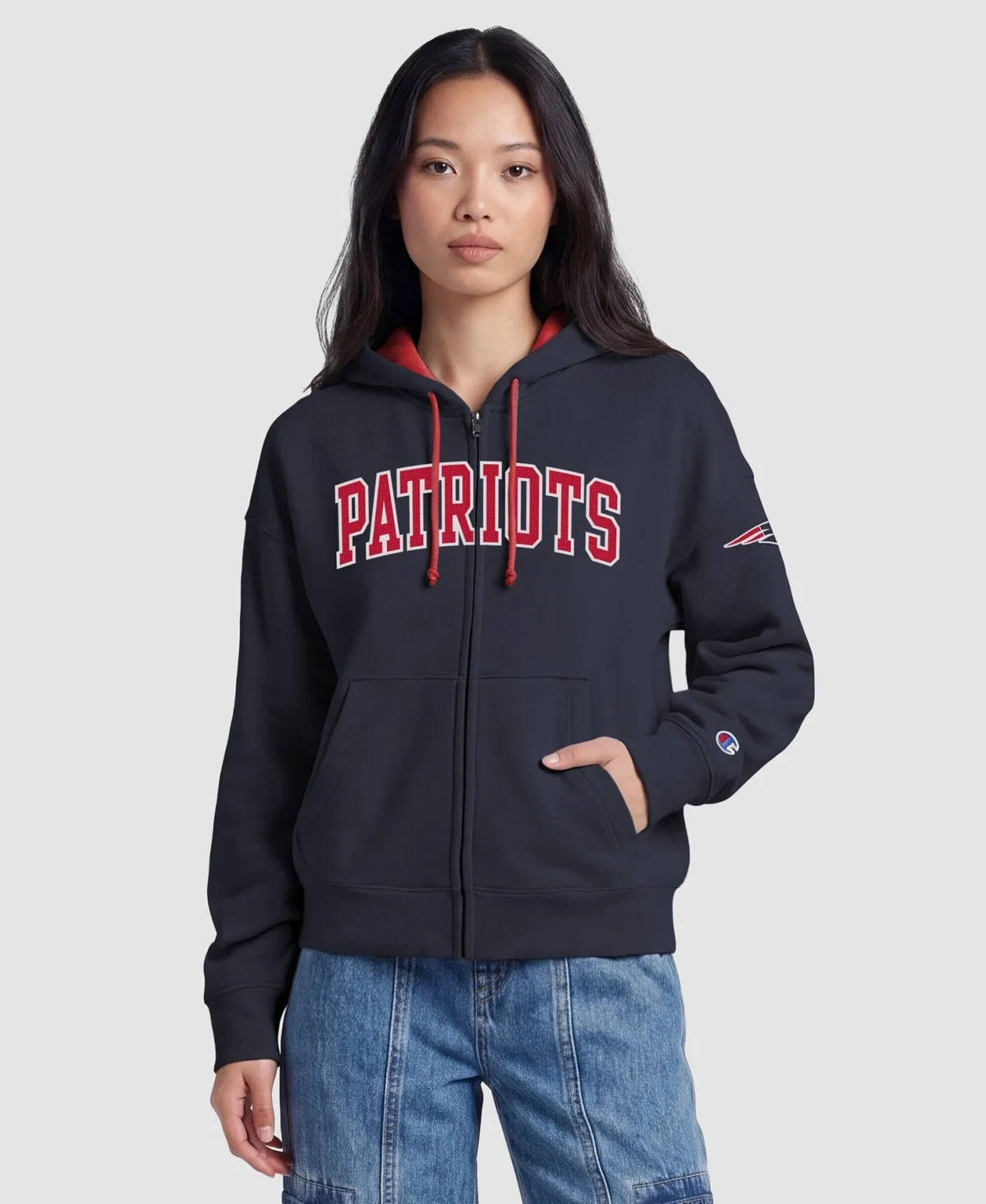 New England Patriots Contrast Liner Full-Zip Hoodie