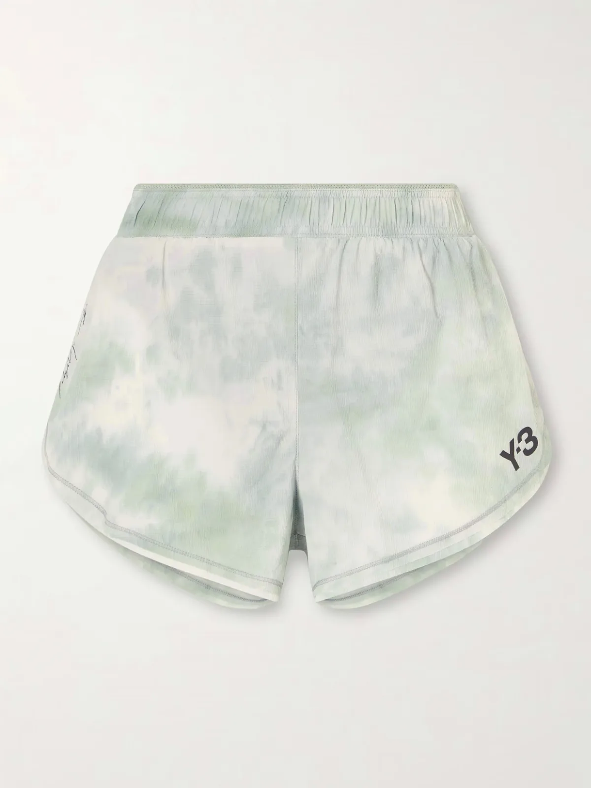 - + Y-3 Printed Frayed Lightweight Shorts -