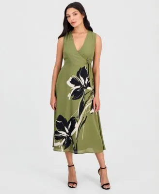Faux Wrap a Line Midi Dress by Anne Klein