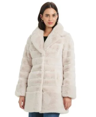 Faux Fur Notched Collar Coat by Jones New York