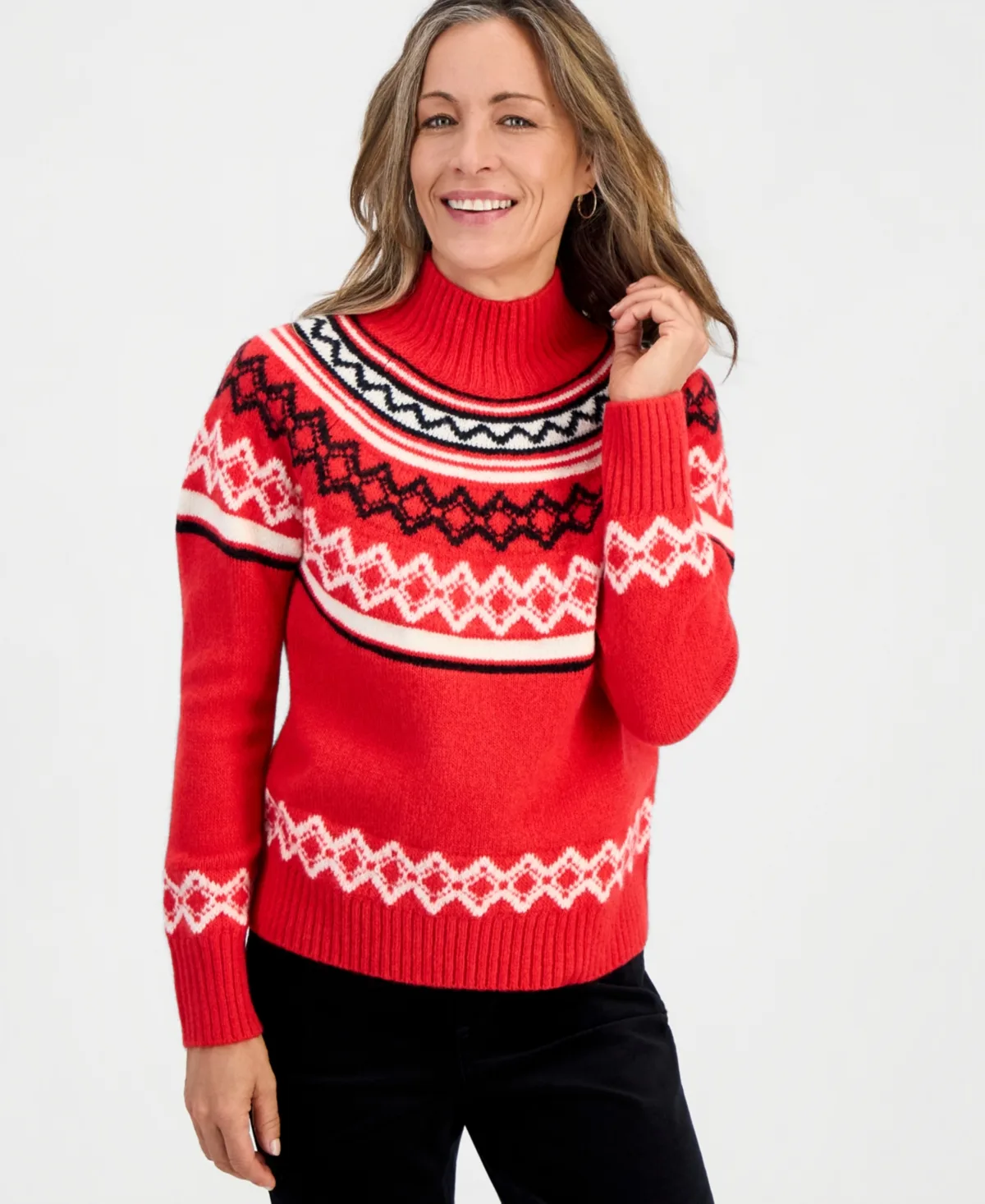 Alyssa Fair Isle Mockneck Sweater by Style & Co