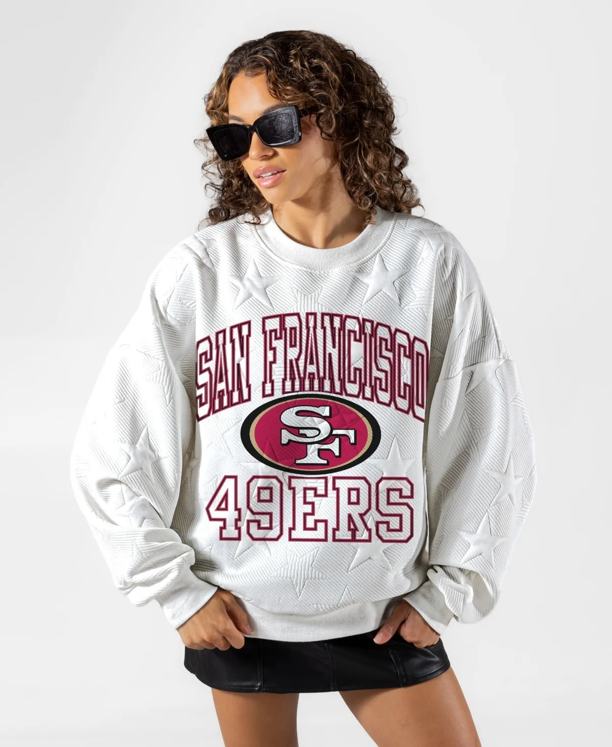 San Francisco 49ers Big Play Energy Tonal Star Embossed Sweatshirt