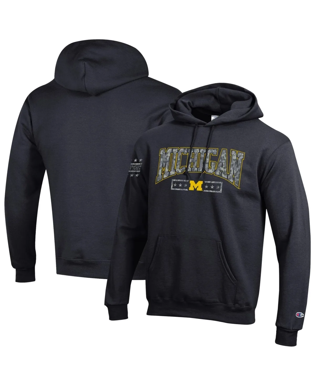 Michigan Wolverines Operation Hat Trick Camo Script Powerblend Fleece Hoodie