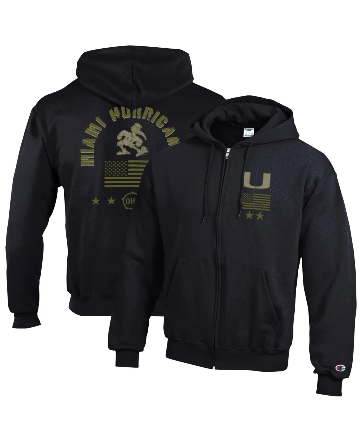 Miami Hurricanes Operation Hat Trick Flag Powerblend Fleece Full-Zip Hoodie