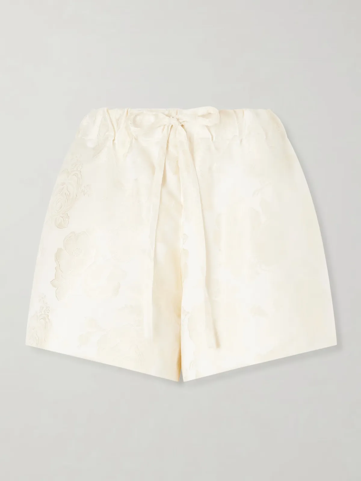 - Floral-jacquard Satin Shorts -