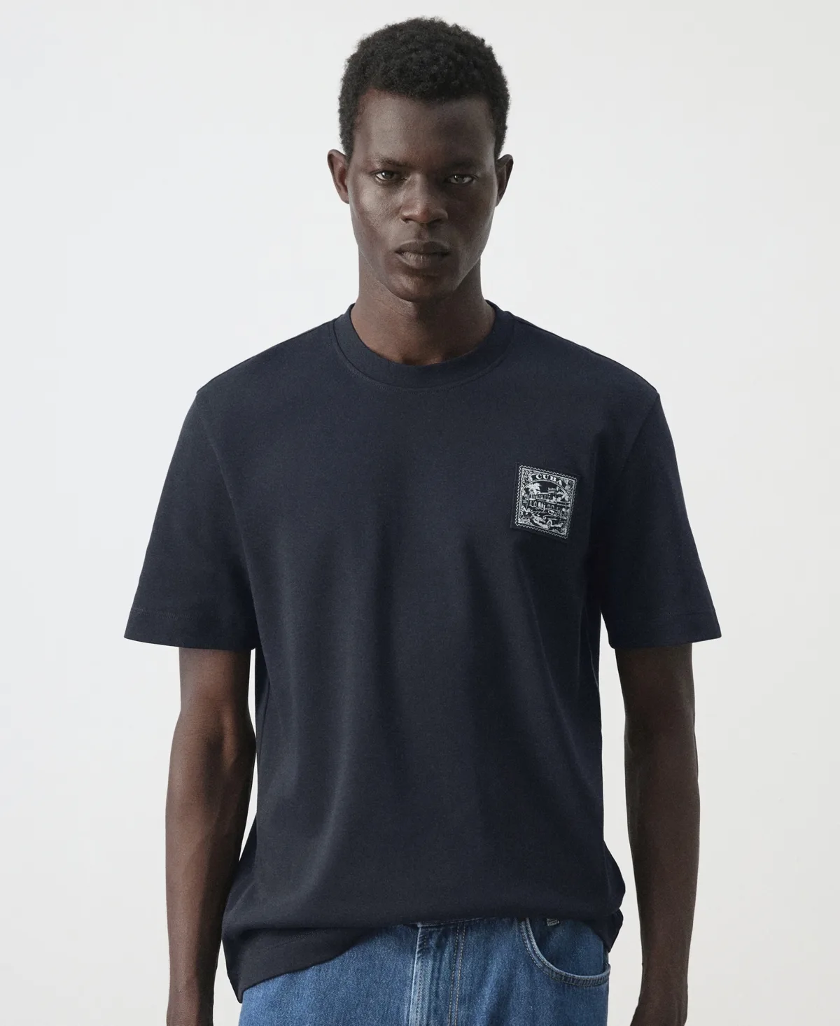Regular-Fit Crewneck Patch Detail T-Shirt by Mango