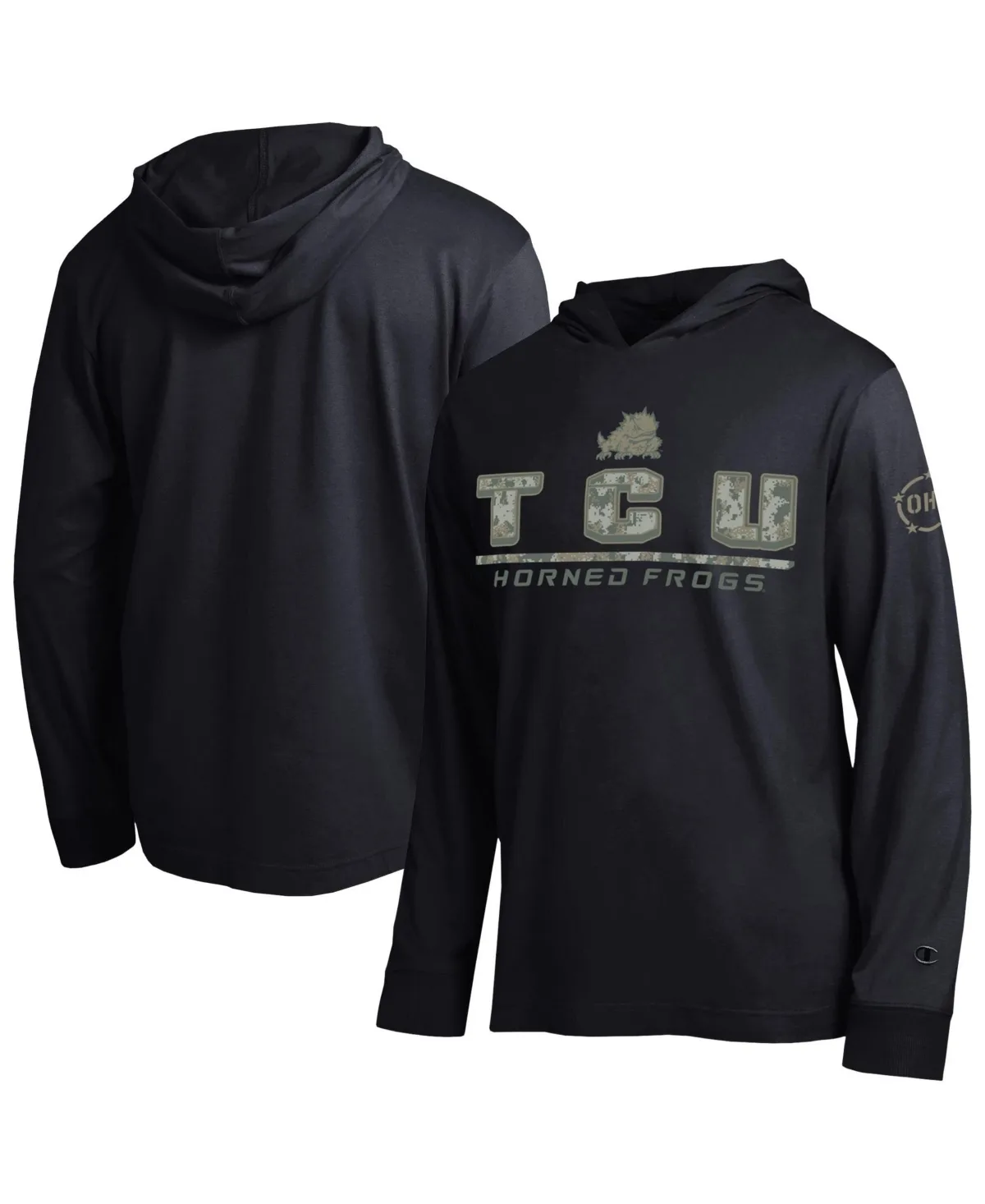 Tcu Horned Frogs Operation Hat Trick Camo Script Hooded Long-Sleeve T-Shirt by Champion