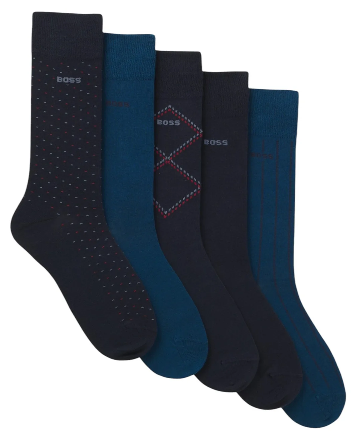 Cotton-Blend Argyle Crew Socks, 5-Pack