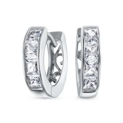 Cz Mini Hoop Huggie Earrings 14k Gold Plated.925 Sterling Silver by Bling Jewelry