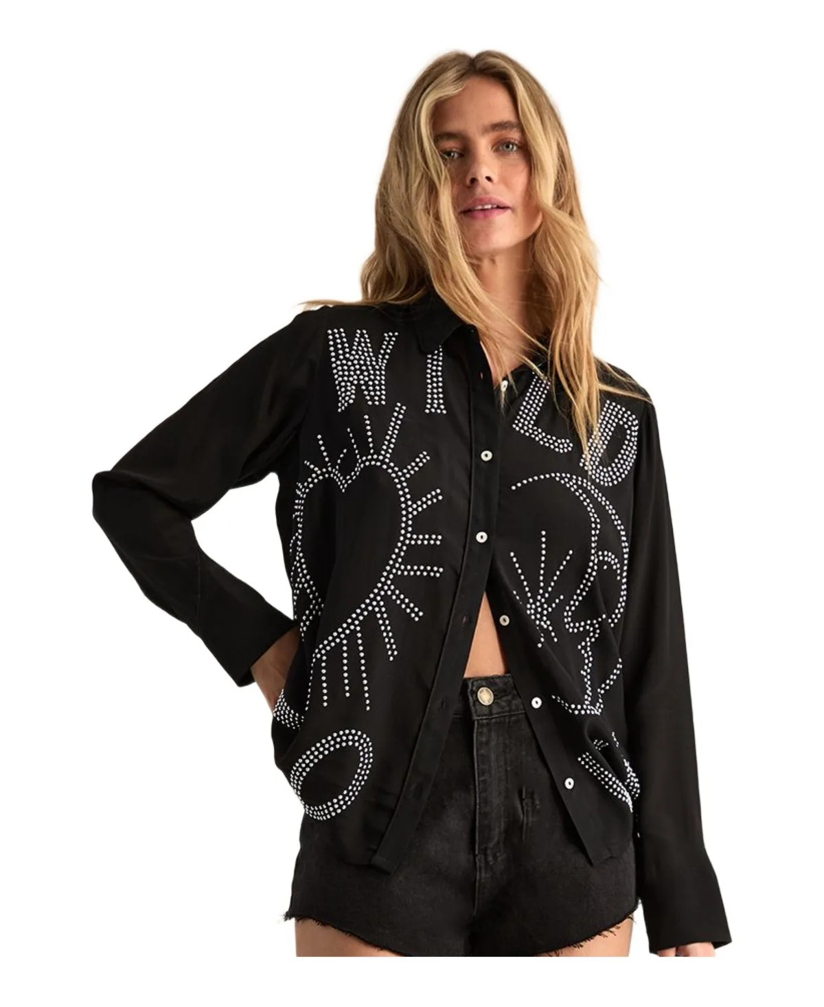 Wild Love Studded Western Button-Up Shirt by Nasty Gal