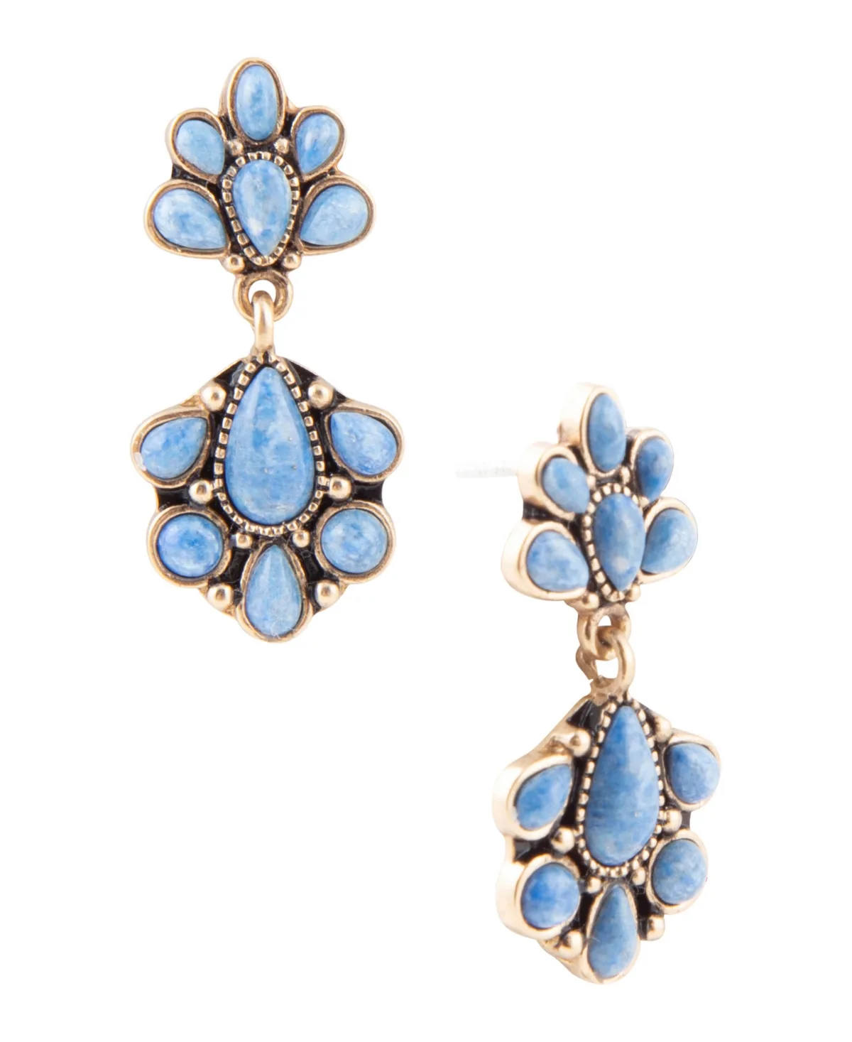 Genuine Blue Lapis Concho Denim Drop Earrings by Barse